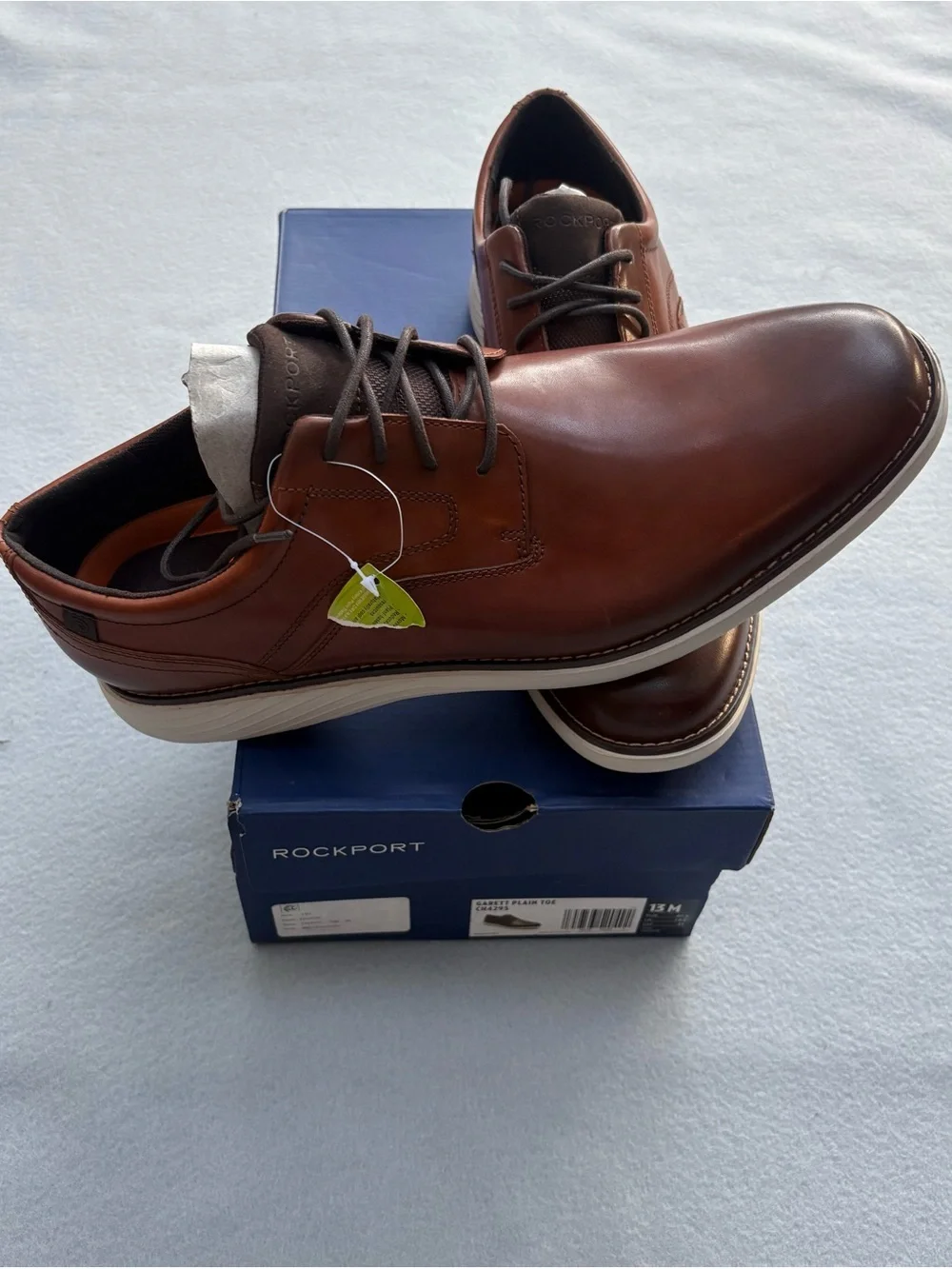 NWT Rockport Garett Plain Toe Men's 13M Cognac Brown
